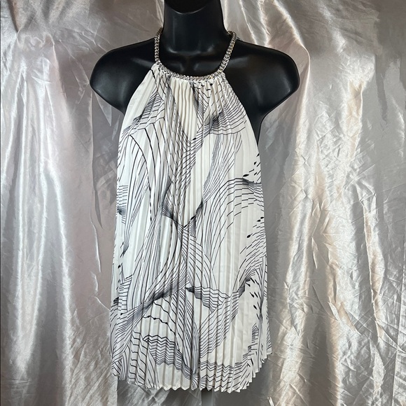 Elie Tahari Black and White Pleated Halter Top - Picture 1 of 6